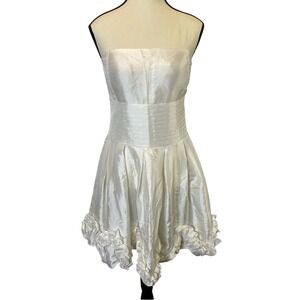 Daisy Strapless Full Mini Dress Women's Size Large Smocked Ruffle Party Wedding